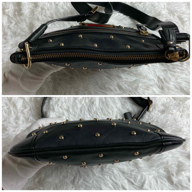取寄商品 【美品】ANYA HINDMARCH ショルダーバッグ スタッズ リボン