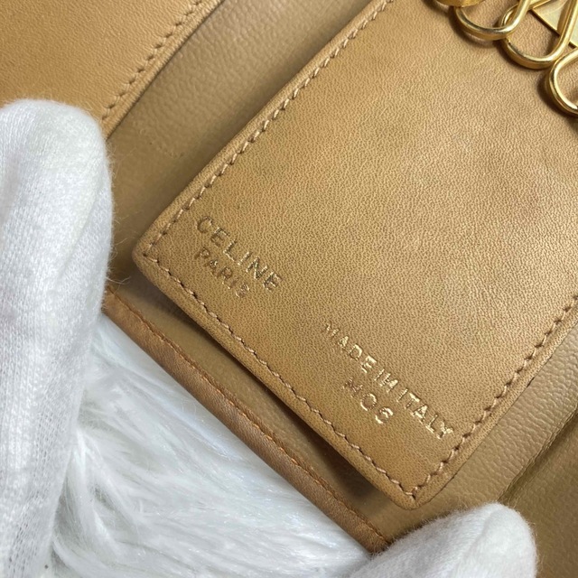 【ほぼ未使用、化粧箱付き】CELINE トリオンフ　ゴールド金具　6連キーケース