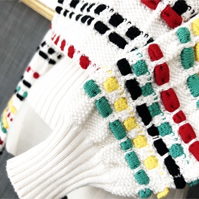美品 CHANEL シャネル マルチカラー サマーニット セーター ボリューム-