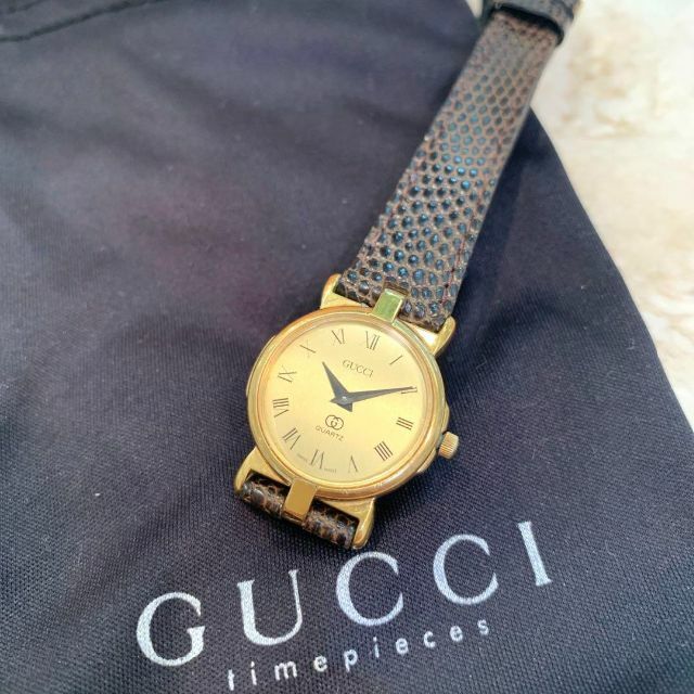☆美品☆GUCCI レディースウォッチ 3400FL リザードベルト 稼働品 | フリマアプリ ラクマ