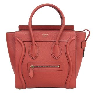 セリーヌ(celine)の【本物保証】 超美品 セリーヌ CELINE ラゲージ マイクロ ハンドバッグ レザー レッド 167793(ハンドバッグ)