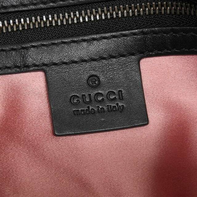 【本物保証】 グッチ GUCCI GGマーモント チェーンショルダーバッグ レザー ブラック ホワイト 443501 493075 ストライプ ハート