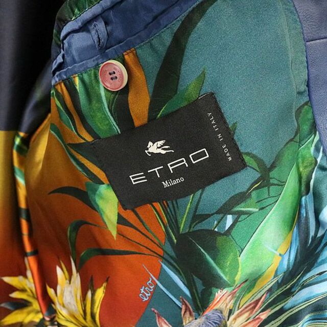 銀座店 エトロ ETRO 23SS レザー シングルライダース3XL 91417