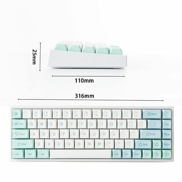 【色: ミント】YUNZII KC68 ホットスワップ可能なメカニカルキーボード