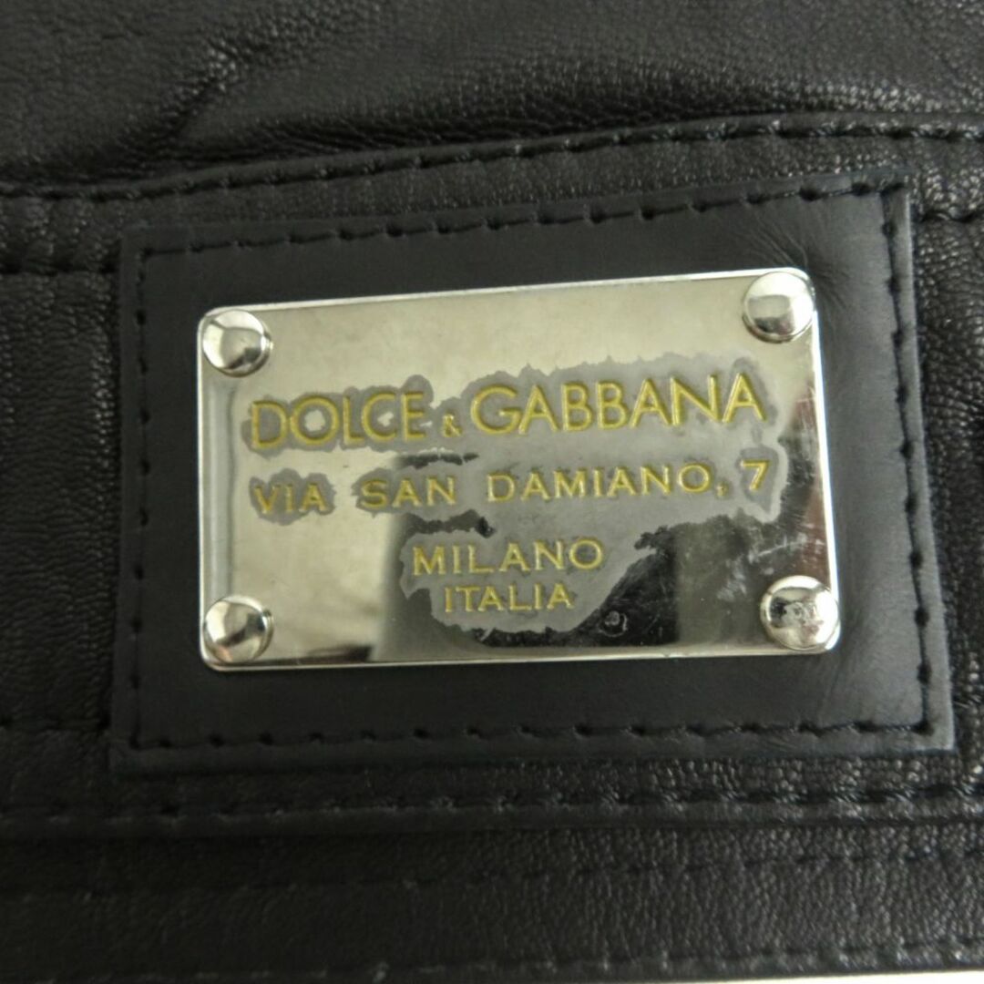 美品▽黒タグ ドルチェ＆ガッバーナ G9F62L ロゴ金具 ゴートスキン レザージャケット ブラック 44 イタリア製 正規品 メンズ