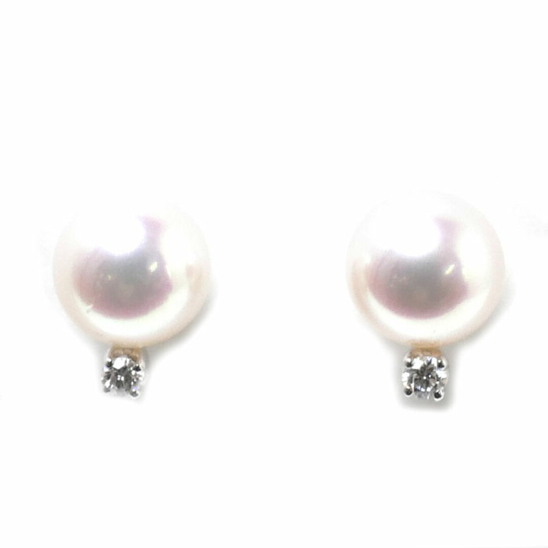 MIKIMOTO ミキモト K18WG ホワイトゴールド ピアス パール約7.2~7.3mm ダイヤモンド 2.4g レディース【美品】