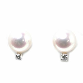 ミキモト(MIKIMOTO)のMIKIMOTO ミキモト K18WG ホワイトゴールド ピアス パール約7.2~7.3mm ダイヤモンド 2.4g レディース【中古】【美品】(ピアス)