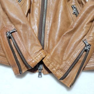 バーバリー ライダース レザージャケット ラムレザー キャメル ラビットファー