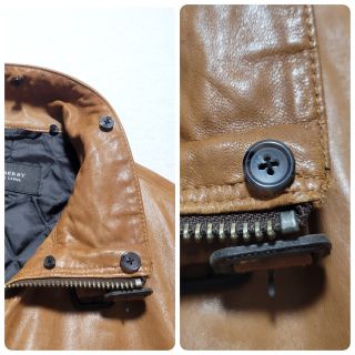 バーバリー ライダース レザージャケット ラムレザー キャメル