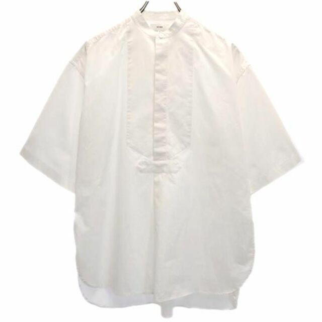 ハイク バンドカラー 半袖 シャツ 1 白 HYKE 日本製 フィッシャーマンシャツ メンズ   【230609】 メール便可