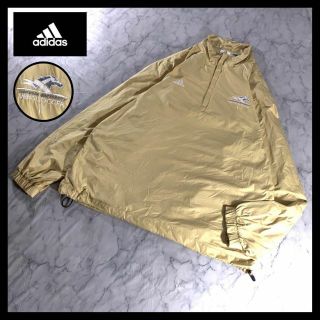 00s adidas カレッジ ナイロン ハーフジップ ジャケット ベージュ