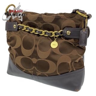 コーチ(COACH)のCOACH コーチ シグネチャー ブラウン 茶 ゴールド金具 レザー ショルダーバッグ 斜め掛けバッグ レディース 402691 【中古】(ショルダーバッグ)