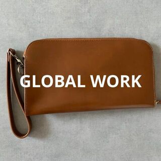 グローバルワーク(GLOBAL WORK)の美品☆GLOBAL WORK ブラウン合皮クラッチバッグ ブラウン(クラッチバッグ)