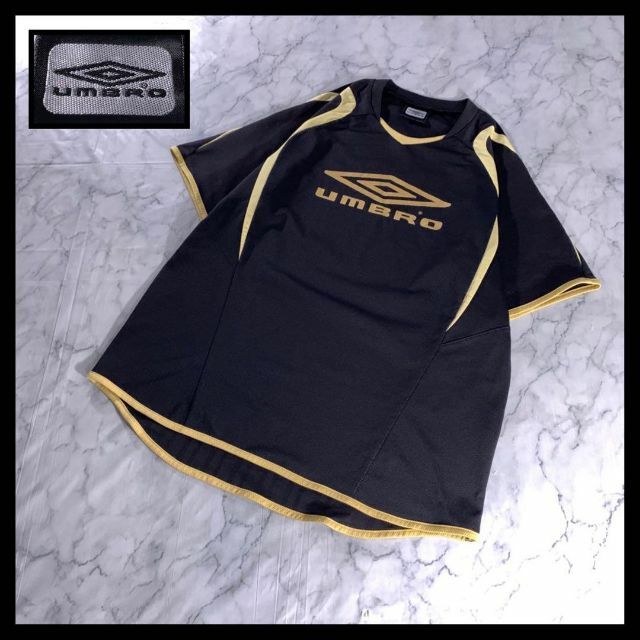 00s  UMBRO メッシュ Tシャツ ゲームシャツ 黒 金 M相当