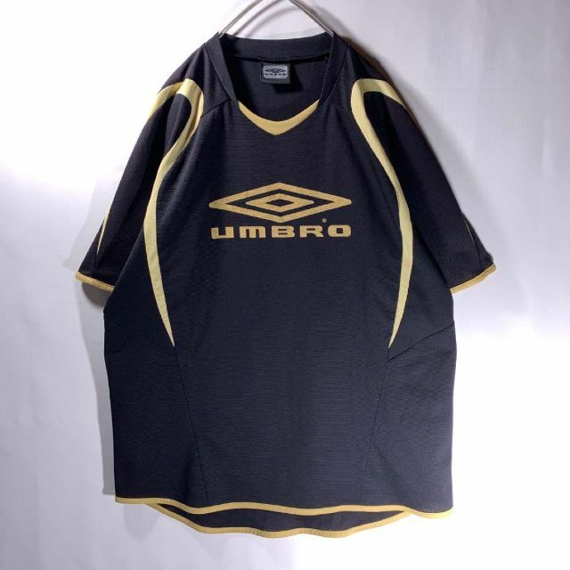 UMBRO(アンブロ)の00s 古着 UMBRO メッシュ Tシャツ ゲームシャツ 黒 金 M相当 メンズのトップス(Tシャツ/カットソー(半袖/袖なし))の商品写真