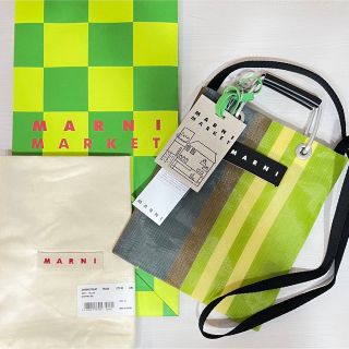 マルニ(Marni)の新品　MARNI マルニ　ミニショルダーバッグ　ストライプバッグ　グレー　新作(ショルダーバッグ)