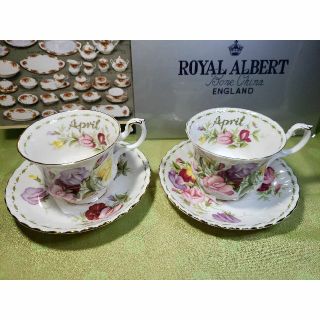 ロイヤルアルバート(ROYAL ALBERT)のロイヤルアルバート フラワーオブザマンス　４月 April　カップ＆ソーサー2客(食器)