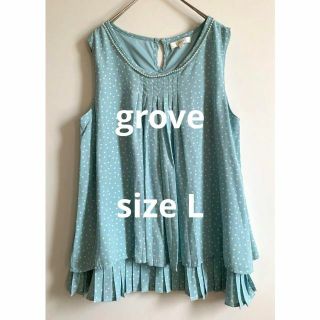 グローブ(grove)のgrove パールパーツ付ドットノースリーブブラウス 水玉 ワールド(シャツ/ブラウス(半袖/袖なし))