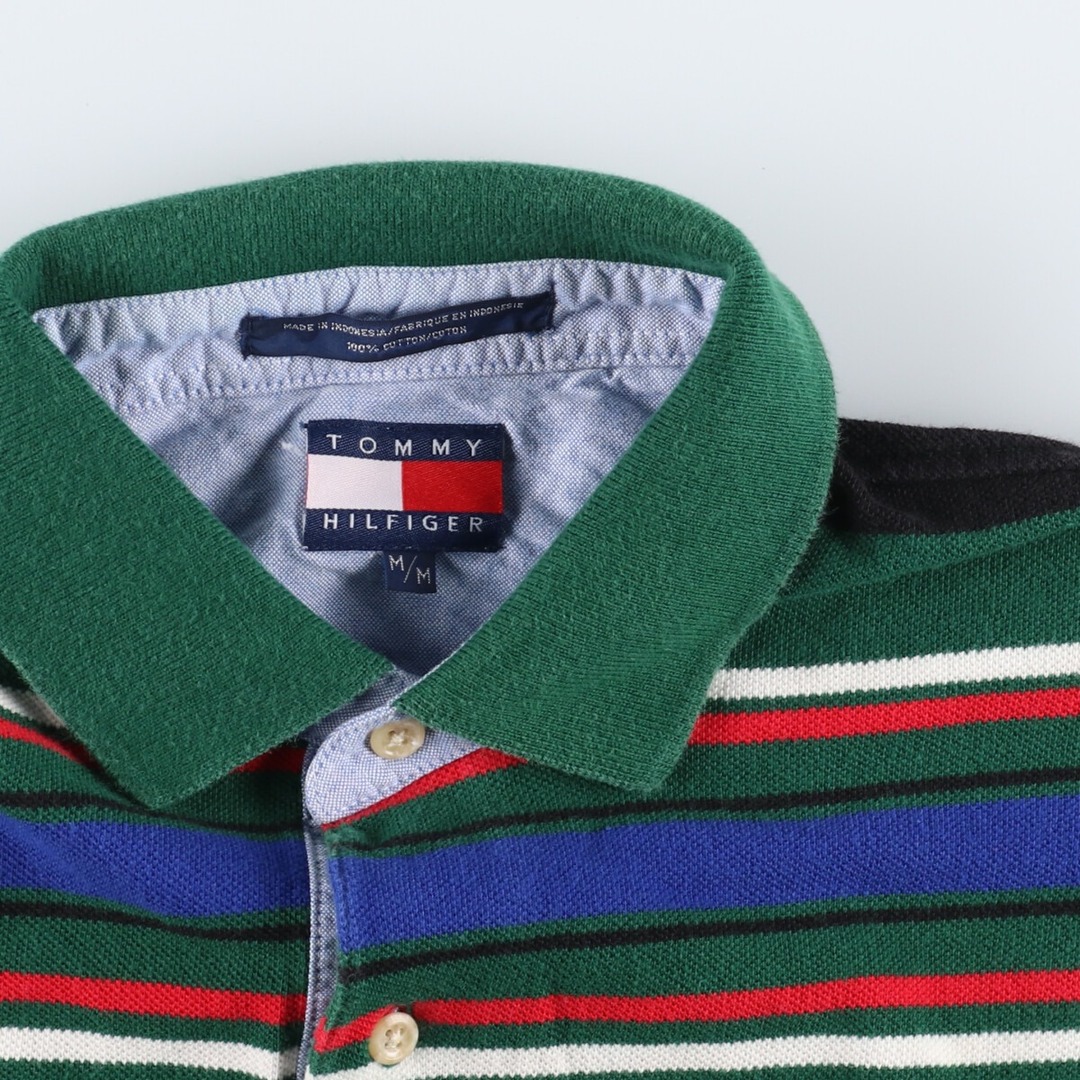 TOMMY HILFIGER(トミーヒルフィガー)の古着 90年代 トミーヒルフィガー TOMMY HILFIGER マルチボーダー 半袖 ボーダー ポロシャツ メンズM ヴィンテージ /eaa342623 メンズのトップス(ポロシャツ)の商品写真