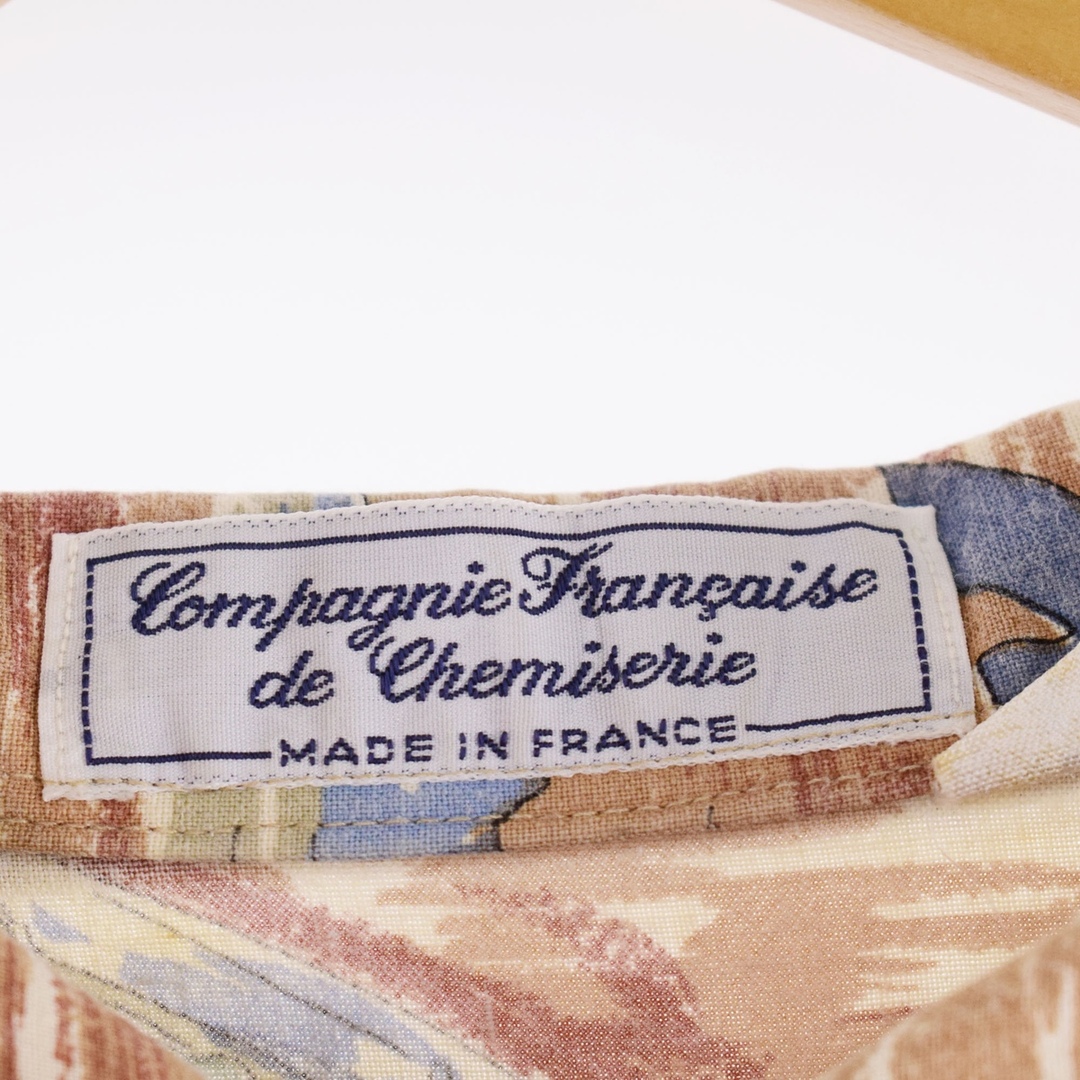 Compagnie Francaise de Chemiserie 総柄 半袖 オープンカラー ビスコース×コットンシャツ フランス製 メンズM /eaa343871