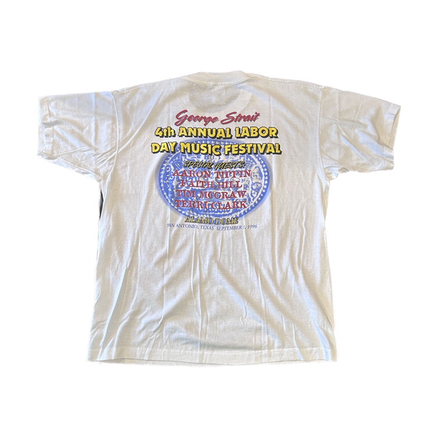 FRUIT OF THE LOOM(フルーツオブザルーム)の90's GEORGE STRAITジョージストレイトバンドTシャツ(XL)古着 メンズのトップス(Tシャツ/カットソー(半袖/袖なし))の商品写真