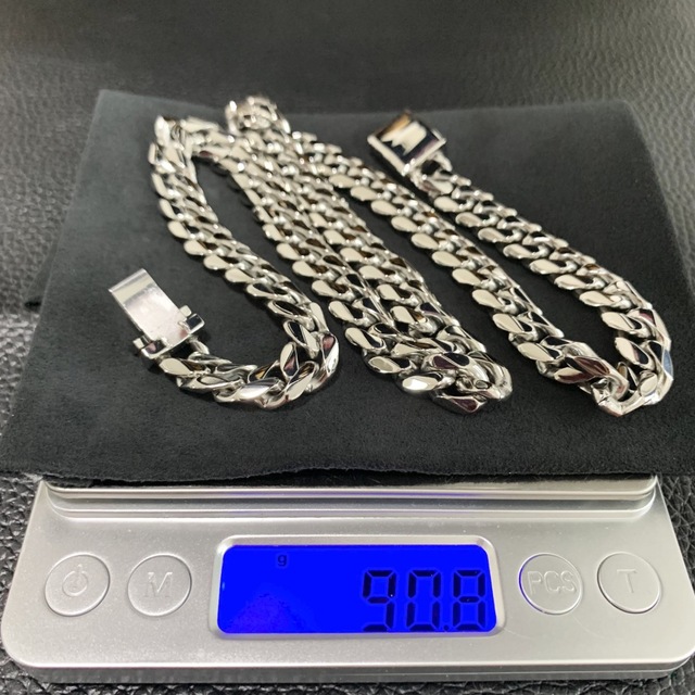 美品 特別製 シルバー925 喜平 マイアミ チェーン メンズ ネックレス 8