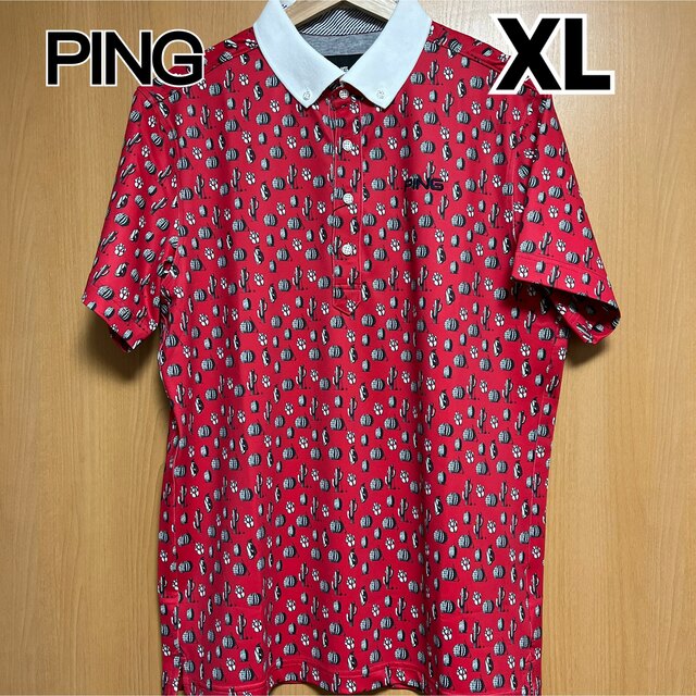 ping ピン　ボタンダウンポロシャツ　メンズ　ゴルフウェア　半袖　シャツ　XL