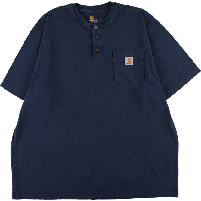 carhartt(カーハート)の古着 カーハート Carhartt ORIGINAL FIT ヘンリーネック 半袖 ワンポイントロゴポケットTシャツ メンズXXL /eaa343843 メンズのトップス(Tシャツ/カットソー(半袖/袖なし))の商品写真