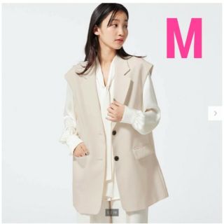 ジーユー(GU)のM ナチュラル　オーバーサイズテーラードベスト　ユニクロ H&M ZARA(ベスト/ジレ)