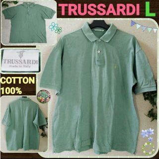 トラサルディ(Trussardi)のTRUSSARDIトラサルディ☆イタリア製☆くすみ緑☆メンズ☆半袖ポロシャツ⭐(ポロシャツ)