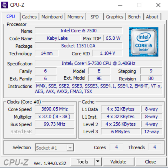 Intel Core i5 7500/3.40GHz 2