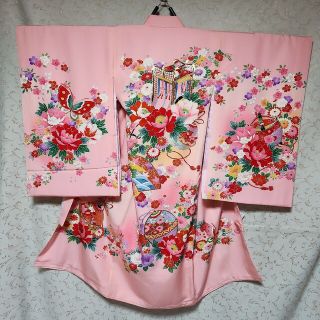 #605  正絹  女児  お宮参り  祝着  きもの(お宮参り用品)