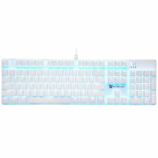 【色: 茶軸-ホワイト】Merdia メカニカル式ゲーミングキーボード 全104PC周辺機器