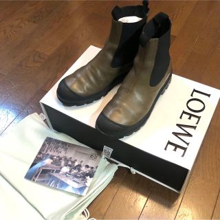 ロエベ(LOEWE)のロエベ カーフスキン チェルシーブーツ 38 カーキブラウン(ブーツ)