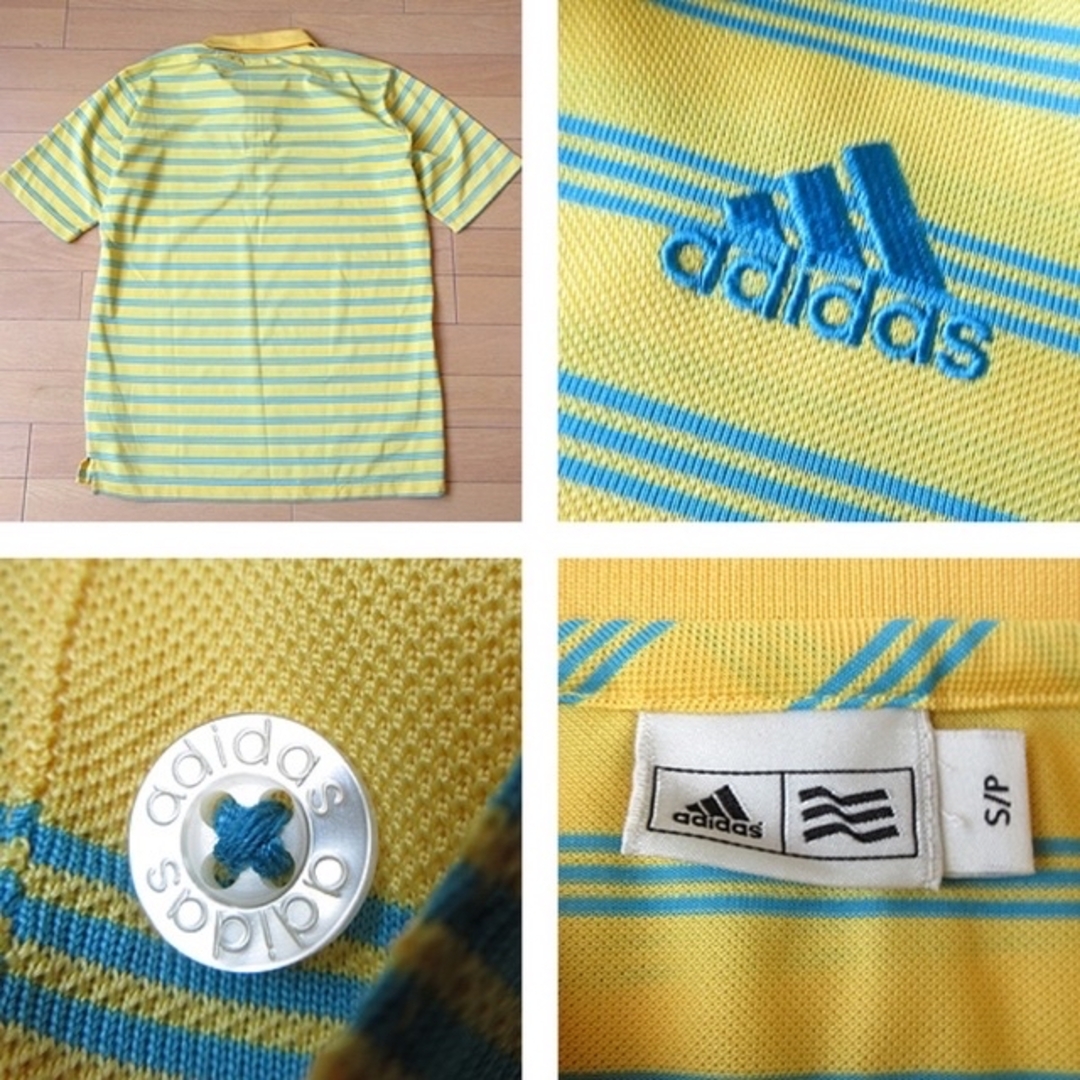 adidas(アディダス)の美品 S アディダスゴルフ メンズ 半袖ポロシャツ イエロー スポーツ/アウトドアのゴルフ(ウエア)の商品写真