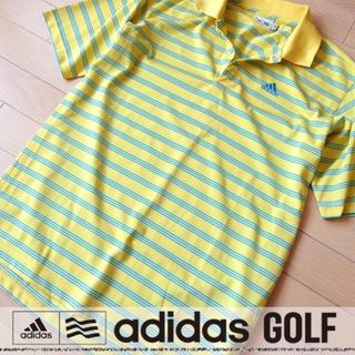 アディダス(adidas)の美品 S アディダスゴルフ メンズ 半袖ポロシャツ イエロー(ウエア)