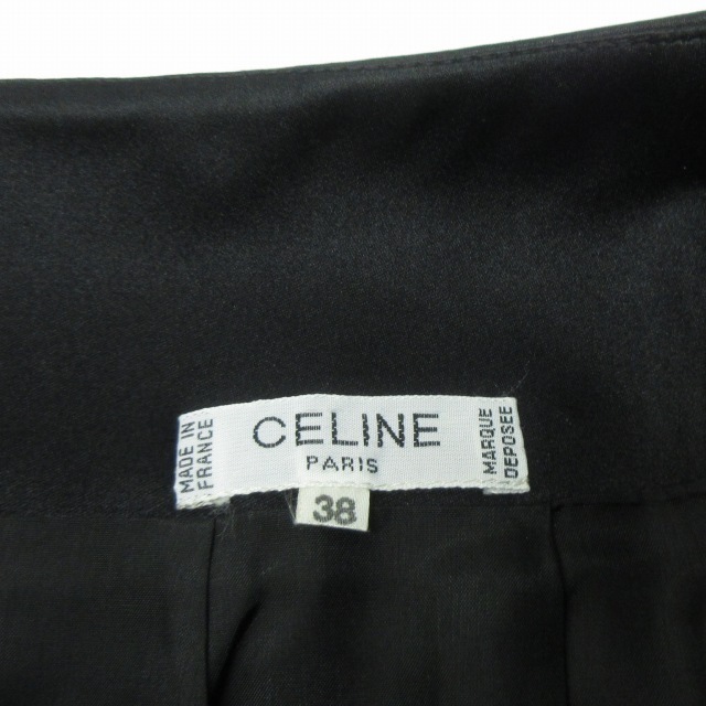 celine(セリーヌ)のセリーヌ CELINE 美品 ヴィンテージ リボン スカート ウール 黒 38 レディースのスカート(ひざ丈スカート)の商品写真