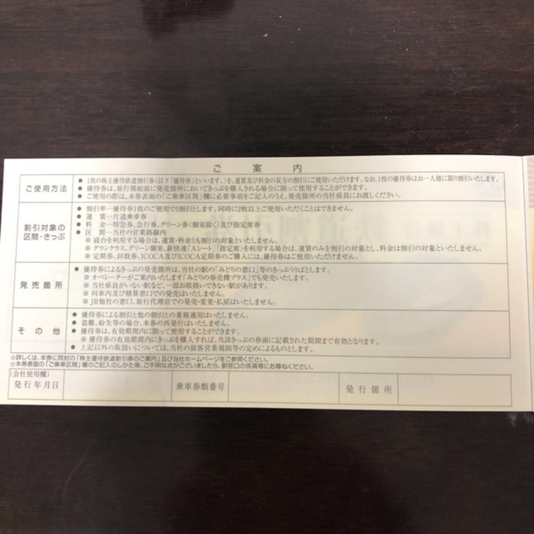 西日本旅客鉄道株式会社　株主優待鉄道割引券　4枚 1