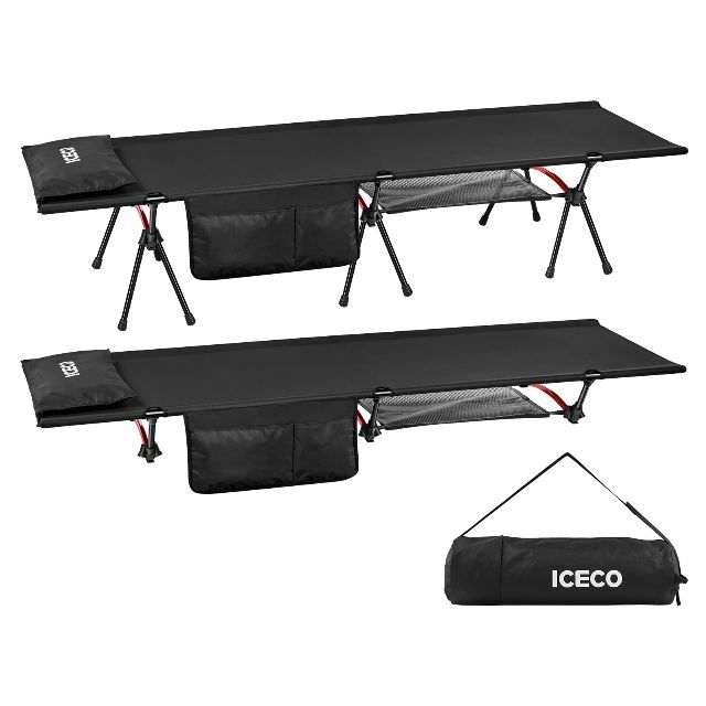 【色: ブラック】ICECO コット 900D 耐荷重180KG 軽量2.8KGアウトドア