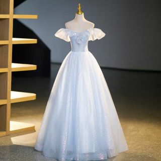 オフショルダー 上品 エレガンス ウェディングドレス カラードレス628(ウェディングドレス)