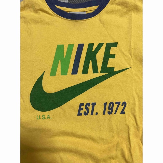 NikeナイキスポーツTシャツスウッシュプリントブラックイエローヴィンテージ