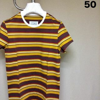 マルタンマルジェラ(Maison Martin Margiela)の新品 50 18aw マルジェラ ボーダー Tシャツ 黄色 茶色 8658(Tシャツ/カットソー(半袖/袖なし))