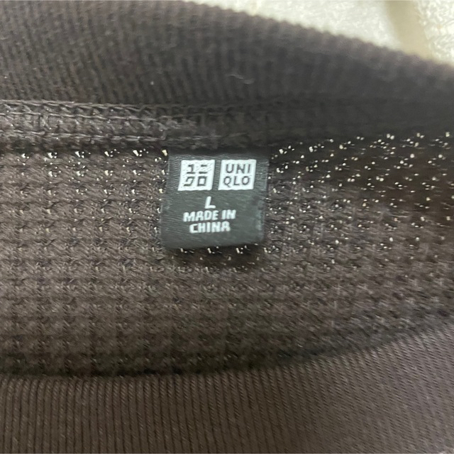 UNIQLO(ユニクロ)のUNIQLO ワッフルクルーネックT（7分袖）L ブラウン　茶色 レディースのトップス(Tシャツ(長袖/七分))の商品写真