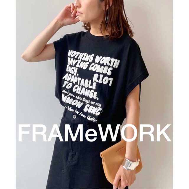 FRAMeWORK - FRAMeWORKフレームワーク モノトーン フレンチスリーブT ...