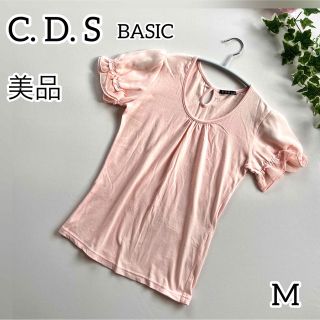 シーディーエスベーシック(C.D.S BASIC)の【美品】C.D.S BASIC フリル袖Tシャツ　レディース　Mサイズ(Tシャツ(半袖/袖なし))