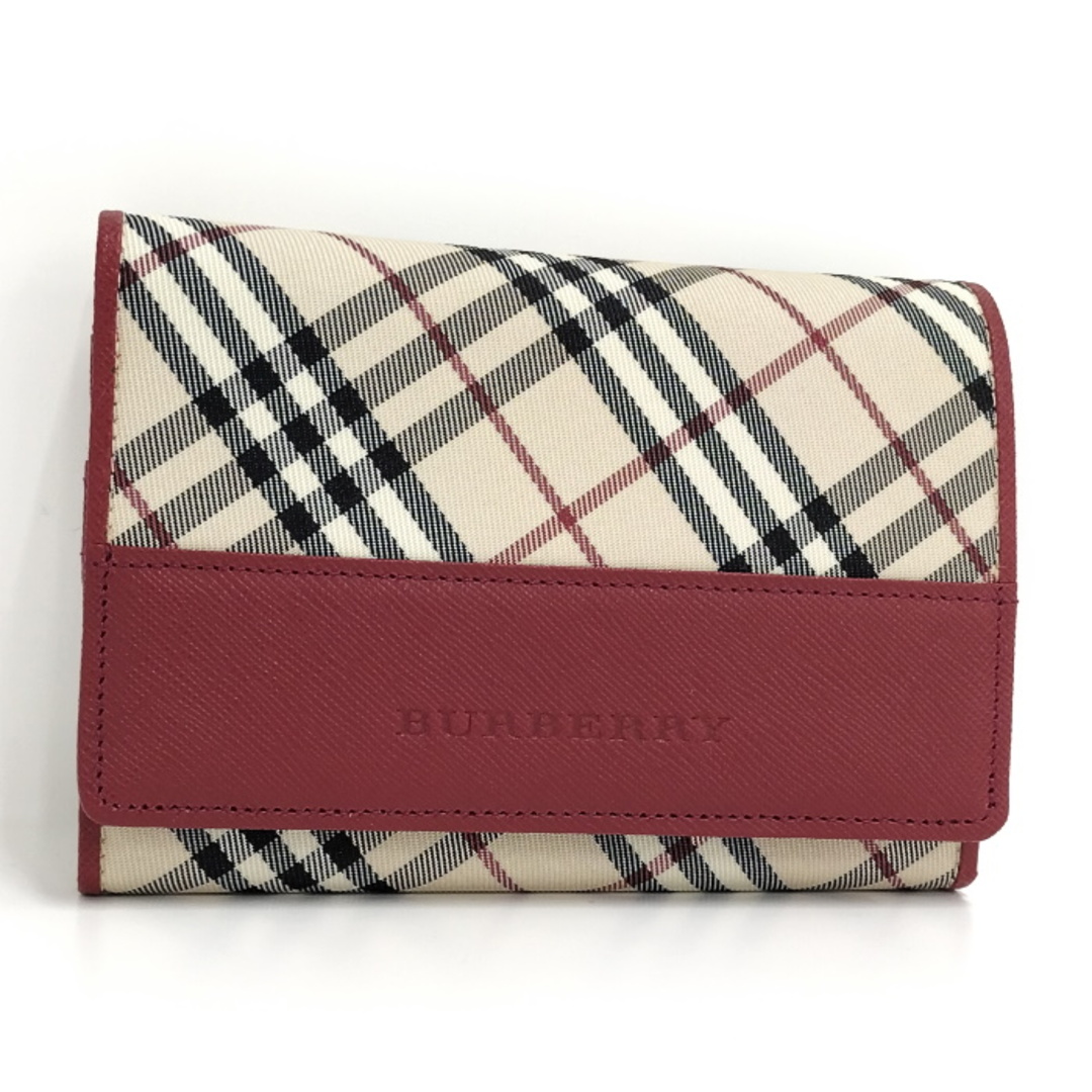 BURBERRY - BURBERRY 二つ折り財布 レザー キャンバス ベージュ