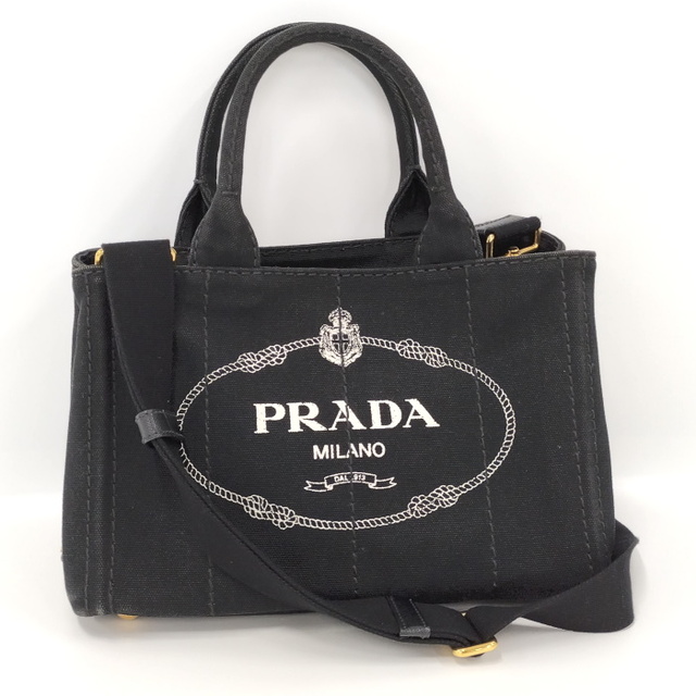 PRADA カナパ 2WAY トートバッグ キャンバス ブラック 1BG439キャンバスラインストーンサイズ