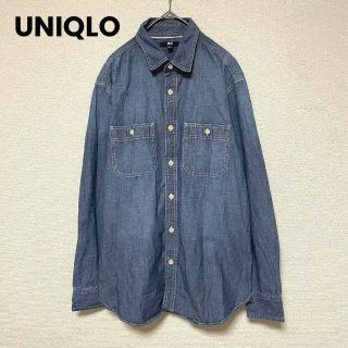 ユニクロ(UNIQLO)の3133 ユニクロ UNIQLO デニムシャツ ボタンダウン トップス(Tシャツ/カットソー(七分/長袖))