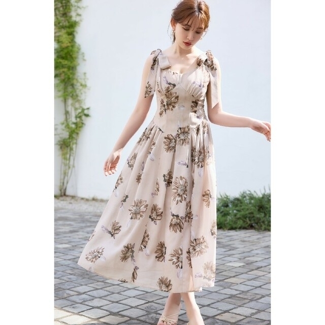 ロングワンピース/マキシワンピース【最終値下げ】Sunflower-Printed Midi Dress