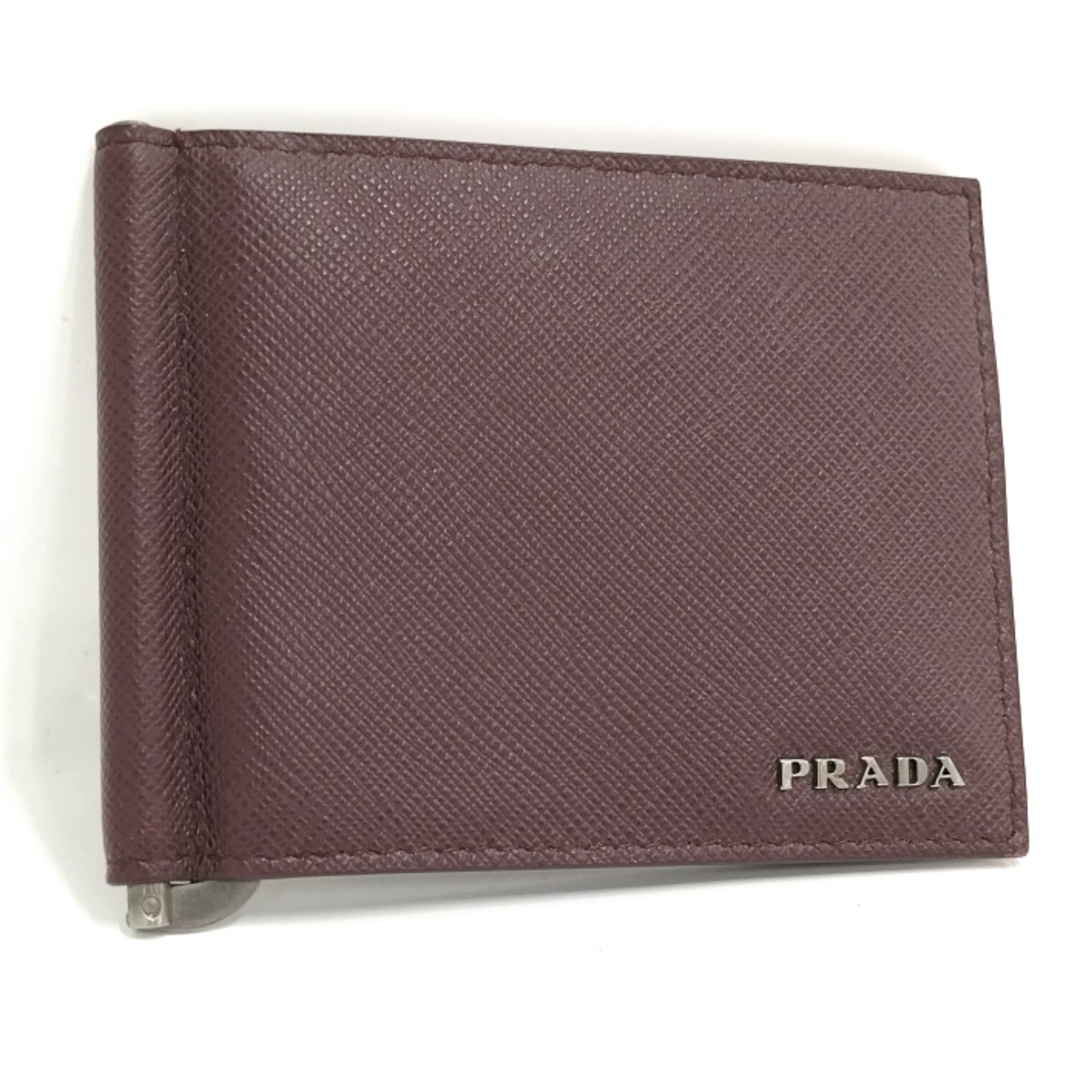 PRADA(プラダ)のPRADA 二つ折り財布 マネークリップ サフィアーノ レザー ボルドー メンズのファッション小物(長財布)の商品写真